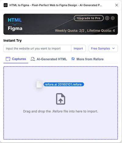 Offline import - drag and drop file